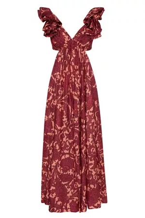 ZIMMERMANN Women Printed Dresses - Tiggy frill shoulder dress