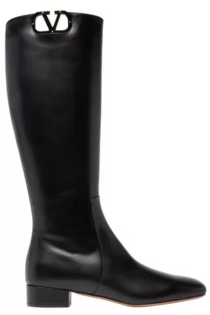 Valentino Garavani Women's Heritage Calfskin Boot 60mm - Black - Knee Boots - 36