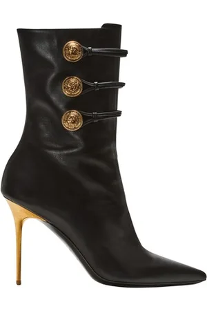 Balmain Roni Monogram Ankle Boots In Beige