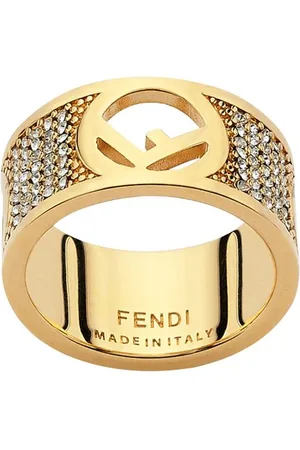 Fendi | Jewelry | Auth Fendi F Rhinestone Gold Tone Ring Small 65 | Poshmark