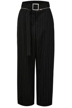 Jean Paul Gaultier The pinstripe woll tailored pants with zip off belt