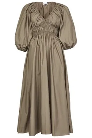 MATTEAU Shirred plunge button dress
