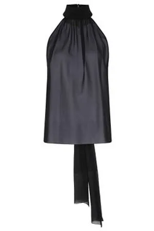 Tom Ford Silk georgette sleeveless lavalliere blouse