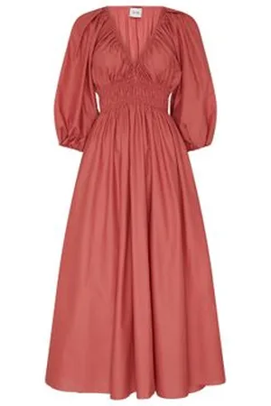 MATTEAU Shirred plunge button dress
