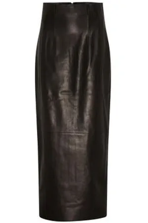 Khaite Loxley leather midi skirt