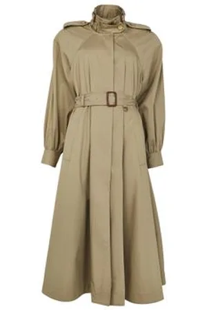 Chloé Long trench coat with stand-up collar in cotton gabardine