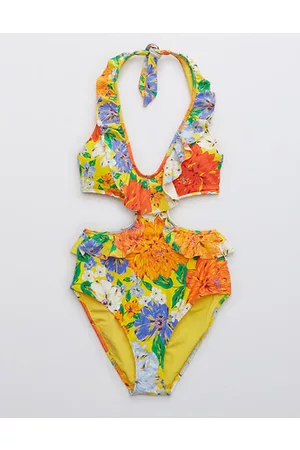 Aerie Women Swimsuits - Ruffle Halter One Piece Swimsuit Women's XXS