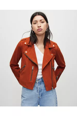 AllSaints Women Leather Jackets - Fern Suede Biker Jacket