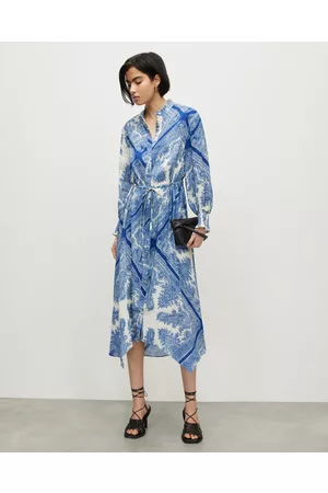 AllSaints Women Midi Dresses - Skylar Rafaela Silk Linen Midi Dress