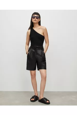 AllSaints Women Leather Skirts - Savannah High-Rise Leather Shorts