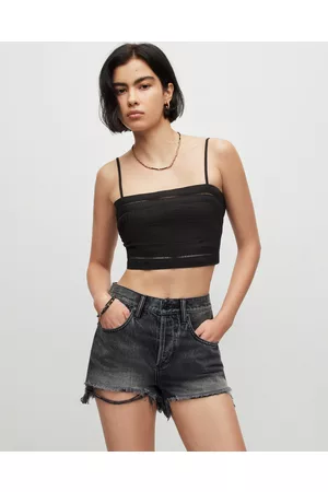 AllSaints Women Crop Tops - Whitley Broderie Ladder Trim Cropped Top