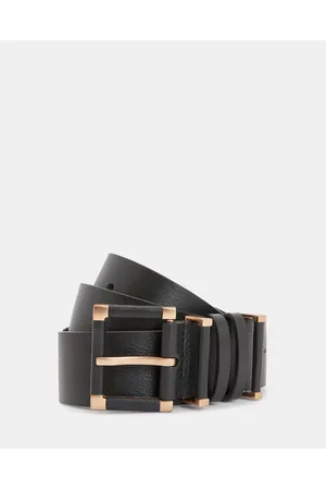 Nova Debossed Leather Waist Belt BLACK/MATTE BLACK