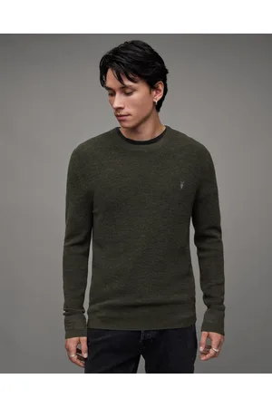 AllSaints Statten Ramskull Long Sleeve Polo Sweater in Gray for