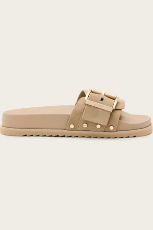 AllSaints Ellie Studded Buckle Leather Sliders