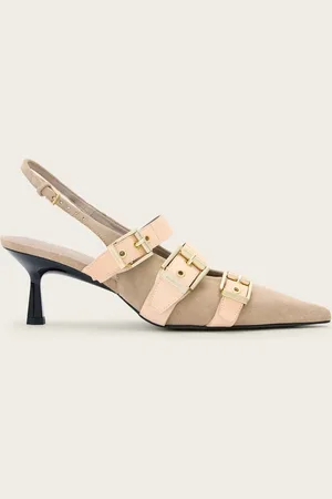 AllSaints Vivian Leather Buckle Slingback Heels