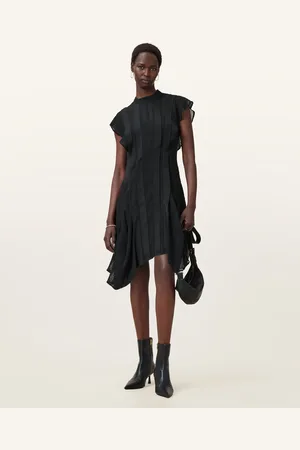 AllSaints Fleur Textured Asymmetric Hem Dress