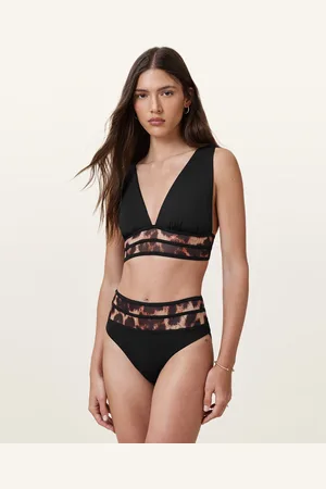 AllSaints Xalia Mesh Leopard Print Bikini Top