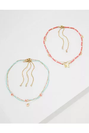 American Eagle Outfitters Women Necklaces - O Coral Daisy Butterfly Necklace 3-Pack Women's One Size