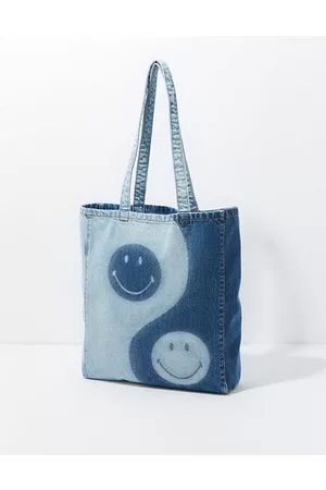 American Eagle Outfitters Women Tote Bags - Yin Yang Smiley Denim Tote Bag Women's One Size
