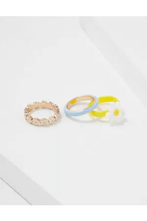 American Eagle Outfitters Women Rings - Daisy Yellow Blue Ring 5-Pack Women's 6