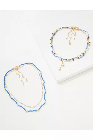 American Eagle Outfitters Women Necklaces - O Blue Daisy Beaded Necklace 5-Pack Women's One Size