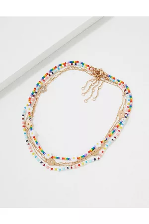 American Eagle Outfitters Women Necklaces - O Rainbow Beaded Daisy Choker 4-Pack Women's One Size