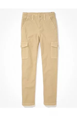 American Eagle Outfitters 100% Cotton Solid Beige Cargo Pants Size 10 - 68%  off
