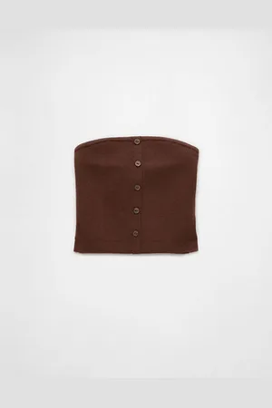 American Eagle Outfitters Cropped Button-Up Sweater Tube Top Women