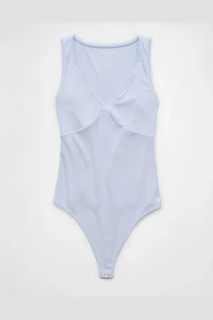 American Eagle Outfitters V-Neck Lace Trim Bodysuit Women