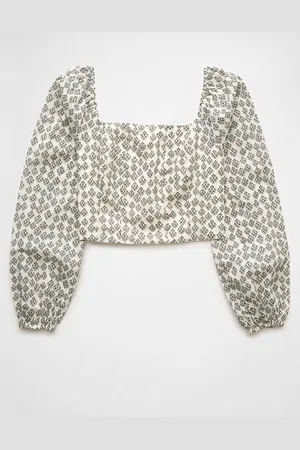 American Eagle Outfitters Cropped Corset Balloon Sleeve Top Women