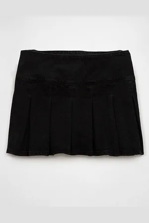 American Eagle Outfitters High-Waisted Pleated Denim Skort Women