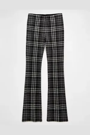 American Eagle Outfitters It Knit Pull-On High-Waisted Kick Boot Plaid Pant Women