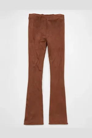 American Eagle Outfitters It Knit Suede Pull-On High-Waisted Kick Boot Pant Women
