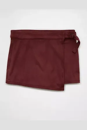 American Eagle Outfitters High-Waisted Sueded Faux Wrap Skort Women