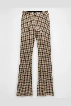 American Eagle Outfitters It Knit Pull-On High-Waisted Kick Boot Houndstooth Pant Women