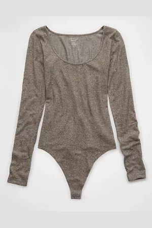 American Eagle Outfitters Plush Long-Sleeve Scoop Neck Bodysuit Women