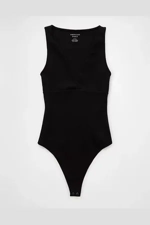 American Eagle Outfitters Main Squeeze Wrap Front V-Neck Bodysuit Women