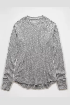 American Eagle Outfitters Plush Long-Sleeve Crew Neck T-Shirt Women