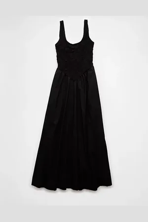 American Eagle Outfitters Mixed Knit Lace Bodice Midi Dress Women