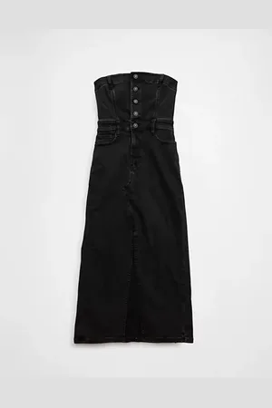 American Eagle Outfitters Denim Tube Top Midi Dress Women