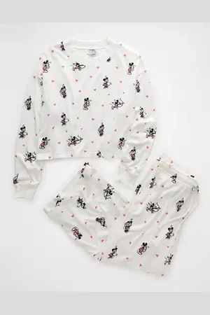 American Eagle Outfitters Mickey Mouse Valentines Day Plush Pants PJ Set Women