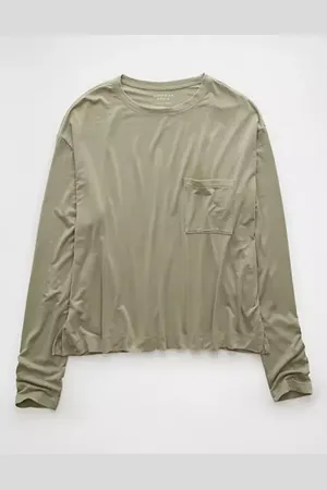 American Eagle Outfitters Soft Sexy Long-Sleeve Pocket T-Shirt Women