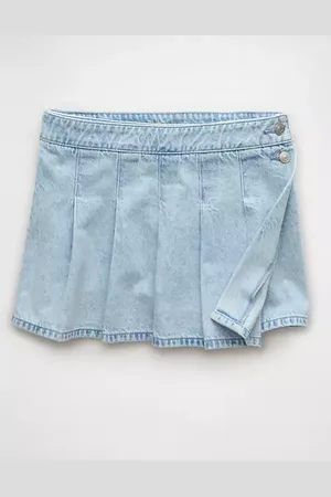 American Eagle Outfitters Pleated Denim Mini Skort Women