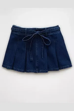 American Eagle Outfitters Pleated Denim Mini Skort Women