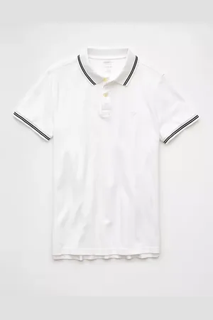 American Eagle Outfitters Lived-In Stretch Pique Slim Fit Tipped Polo Shirt Men
