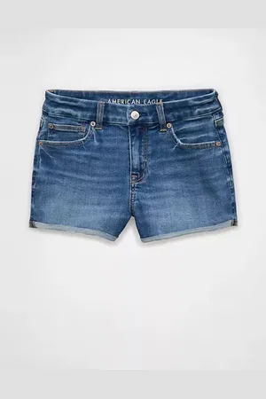 American Eagle Outfitters Next Level Curvy Ripped High-Waisted Denim Short Short Women