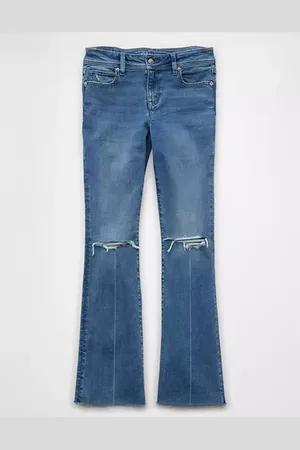 American Eagle Outfitters Next Level Ripped Low-Rise Kick Bootcut Jean Women