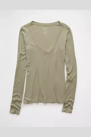 American Eagle Outfitters Soft Sexy Long-Sleeve V-Neck T-Shirt Women