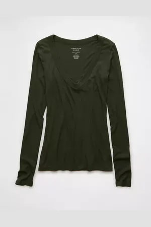 American Eagle Outfitters Soft Sexy Long-Sleeve V-Neck T-Shirt Women