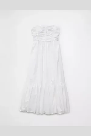 American Eagle Outfitters Ruched Bodice Strapless Midi Dress Women